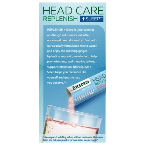 2 Pack - Excedrin Head Care Replenish Plus Sleep Strawberry Flavor 16 ct on Sale