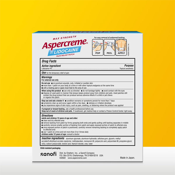 2 Pack - Aspercreme Lidocaine Pain Relief Patch for Back, Neck & Shoulder 5 ct For Discount