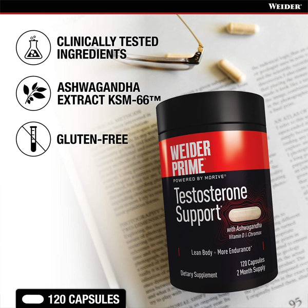 Weider Prime Testosterone Support with Ashwagandha 120 Capsules For Cheap