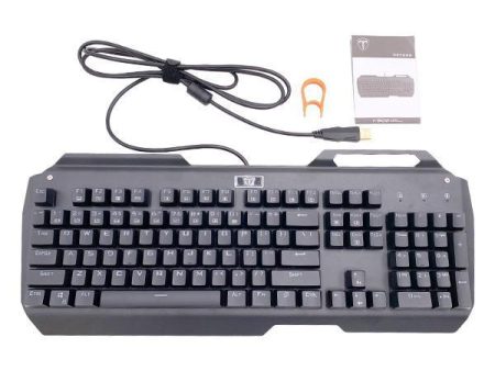 Water-resistant 104 Key Mechanical Gaming Keyboard with Blue Switch LED Lights Model I-900 Fashion