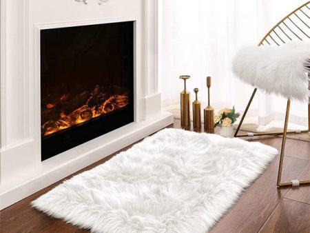 White Luxury Faux Fur Sheepskin Rug 2 x3  Super Soft Plush Washable For Sale