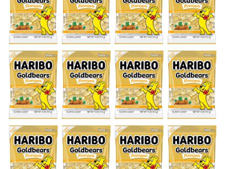 12 Pack - Haribo Goldbears Limited Edition Gummy Bear Candy Pineapple 4oz For Sale