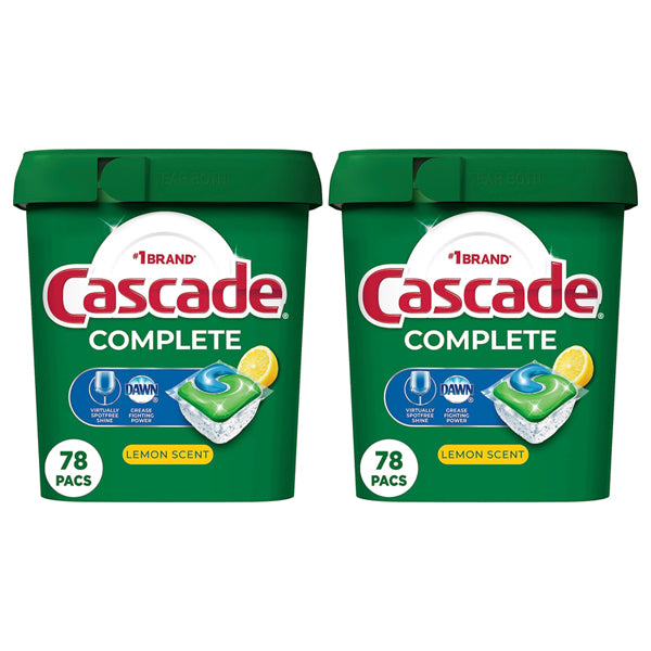 2 Pack - Cascade Complete Dish Washing Pods Dishwasher tablets Lemon Scent 78 Ct Online