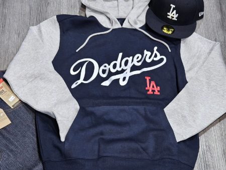 Two-tone  Navy gray Dodgers pullover hoodie Online Sale