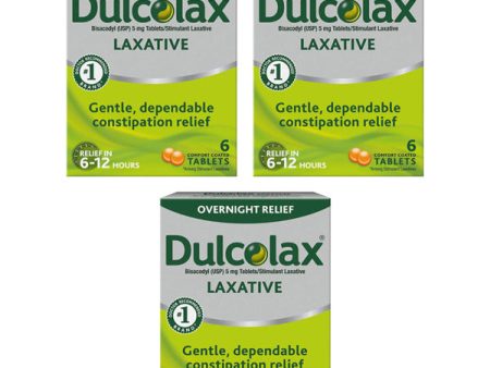 3 Pack - Dulcolax Stimulant Laxative Tablets Overnight Relief 6ct Each Online