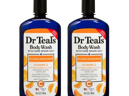 2 Pack - Dr Teals Body Wash with Pure Epsom Salt Glow & Radiance 24oz Fashion