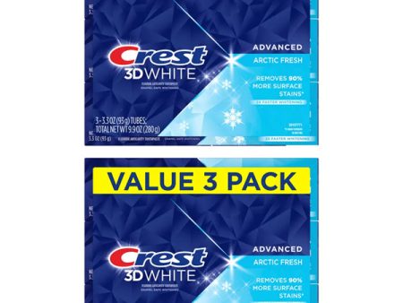 2 Pack - Crest 3D White Advanced Teeth Whitening Arctic Fresh Toothpaste 3.3oz 3ct Each Online Sale