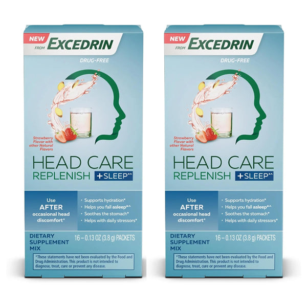 2 Pack - Excedrin Head Care Replenish Plus Sleep Strawberry Flavor 16 ct on Sale