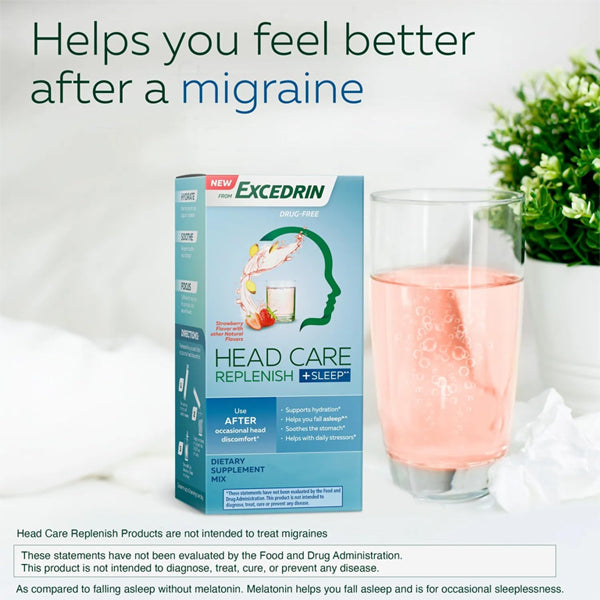 2 Pack - Excedrin Head Care Replenish Plus Sleep Strawberry Flavor 16 ct on Sale