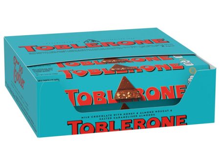 12 Pack - Toblerone Milk Chocolate Bar Salted Caramelized Almonds Honey Almond 3.52oz For Sale