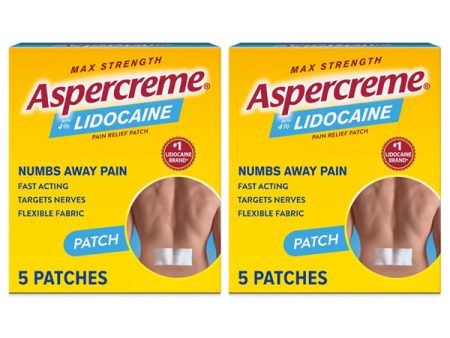 2 Pack - Aspercreme Lidocaine Pain Relief Patch for Back, Neck & Shoulder 5 ct For Discount