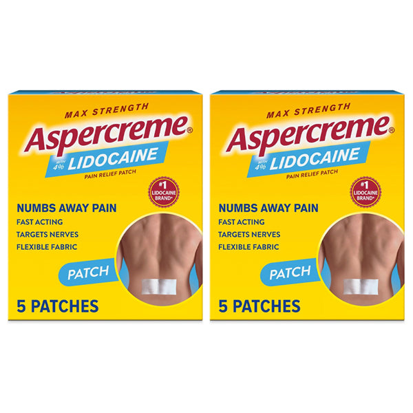 2 Pack - Aspercreme Lidocaine Pain Relief Patch for Back, Neck & Shoulder 5 ct For Discount