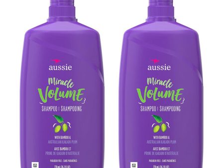 2 Pack - Aussie Miracle Volume Paraben Free Shampoo with Plum & Bamboo 26.2oz Online now