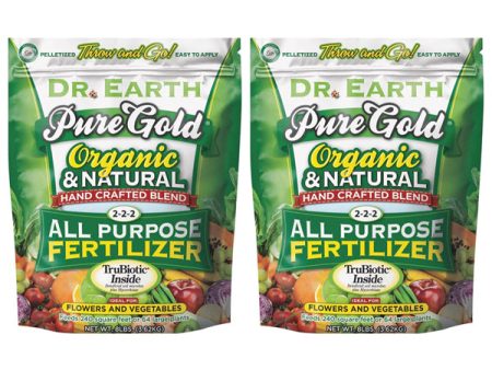 2 Pack - Dr. Earth Pure Gold Organic 2-2-2 Natural All-purpose Fertilizer 8lb Bag Supply