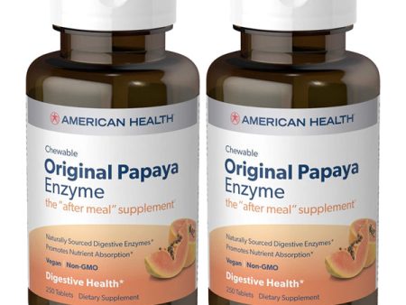 2 Pack - American Health Original Papaya Enzyme 250 chewable Tablets Each Online now