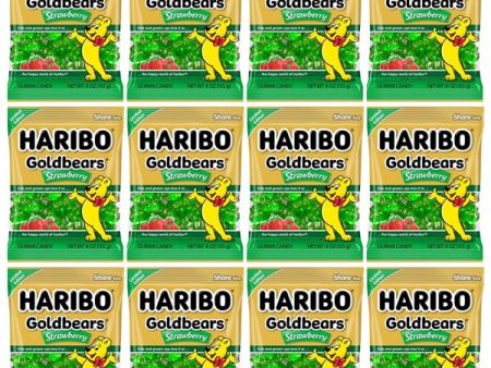 12 Pack - Haribo Goldbears Limited Edition Gummy Bear Candy Strawberry 4oz Hot on Sale