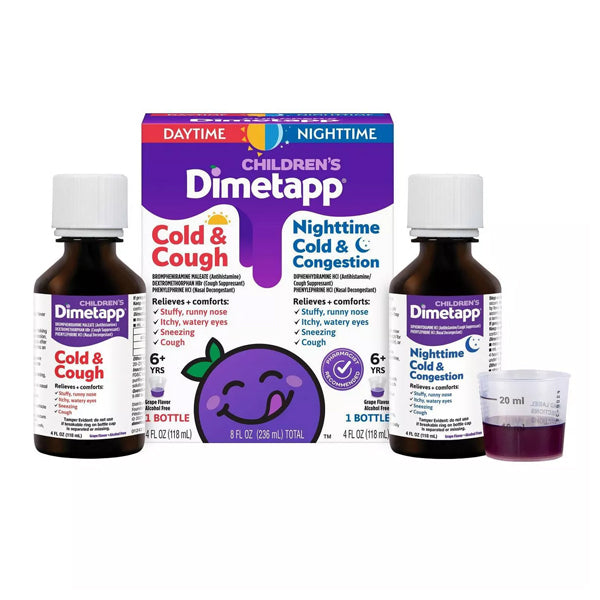 2 Pack - Children s Dimetapp Day Night Combo Cold Cough & Congestion Liquid 4oz For Sale