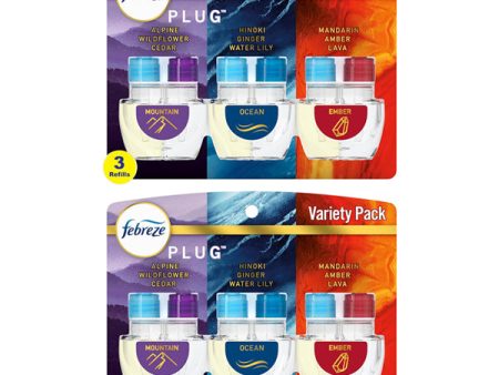 2 Pack - Febreze Odor-Fighting Fade Defy PLUG Air Freshener Variety Pack 3 Refills Each For Cheap