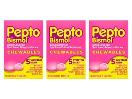 3 Pack - Pepto Bismol 5 Symptom Relief Chewable Tablets 30 ct Online