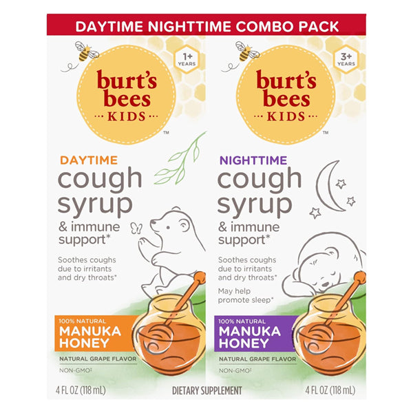 2 Pack - Burt s Bees Kids Daytime and Nighttime Combo Cough Syrup Grape 8oz Online Sale