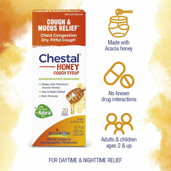 2 Pack - Boiron Chestal Honey Adult Cold and Cough Syrup 6.7oz Supply