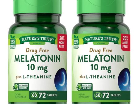 2 Pack - Nature s Truth Maximum Strength Melatonin 10 mg Plus L-Theanine 72 ct Online Sale