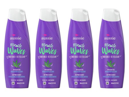 2 Pack - Aussie Miracle Waves Anti-Frizz Hemp Paraben-Free Conditioner 12.1 oz For Cheap