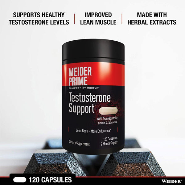 Weider Prime Testosterone Support with Ashwagandha 120 Capsules For Cheap