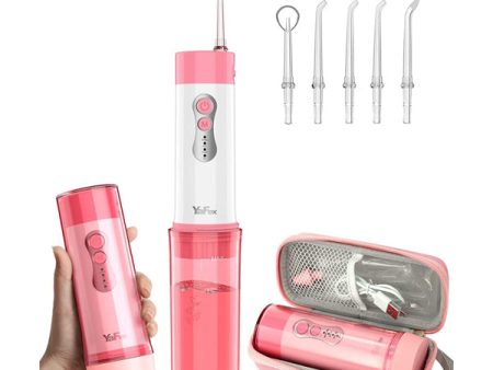 Water Flosser Oral Irrigator Portable Water Teeth Cleaning Pick With 5 Tips - Pink For Cheap