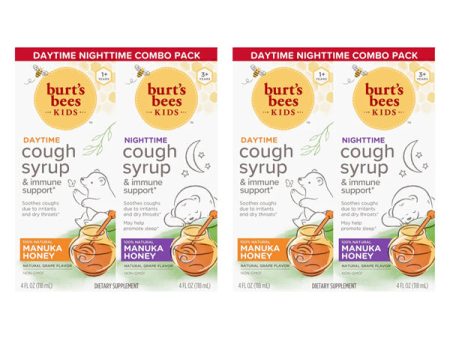 2 Pack - Burt s Bees Kids Daytime and Nighttime Combo Cough Syrup Grape 8oz Online Sale