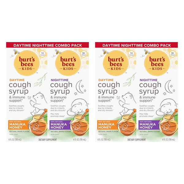 2 Pack - Burt s Bees Kids Daytime and Nighttime Combo Cough Syrup Grape 8oz Online Sale