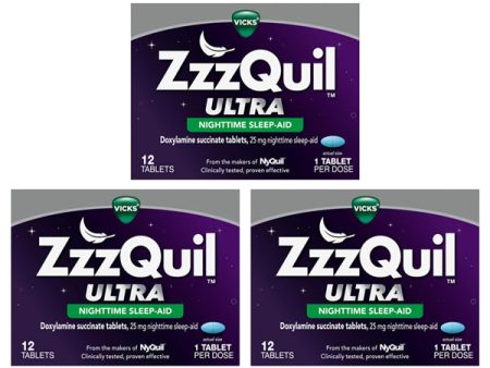 3 Pack - ZzzQuil Ultra Nighttime Sleep Aid Tablets, 12 ct Each on Sale