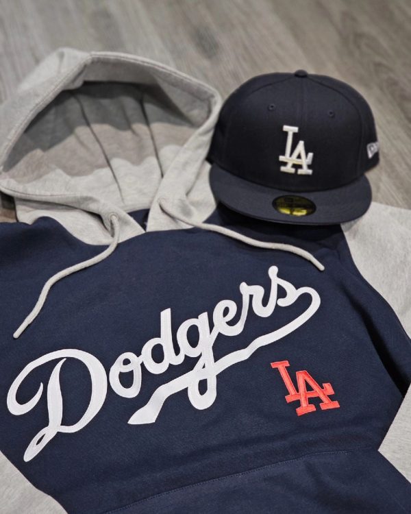 Two-tone  Navy gray Dodgers pullover hoodie Online Sale