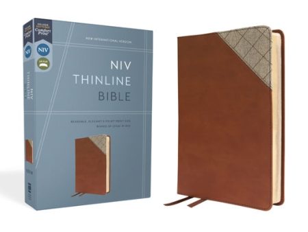 Niv, Thinline Bible, Leathersoft, Brown, Red Letter, Comfort Print Cheap