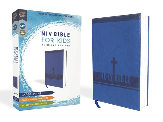 Niv, Bible for Kids, Large Print, Leathersoft, Blue, Red Letter, Comfort Print: Thinline Edition on Sale