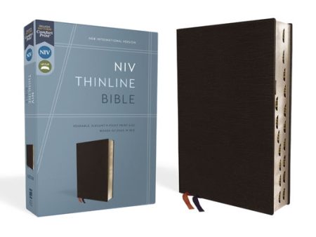 NIV, Thinline Bible, Bonded Leather, Black, Indexed, Red Letter Edition Online Sale