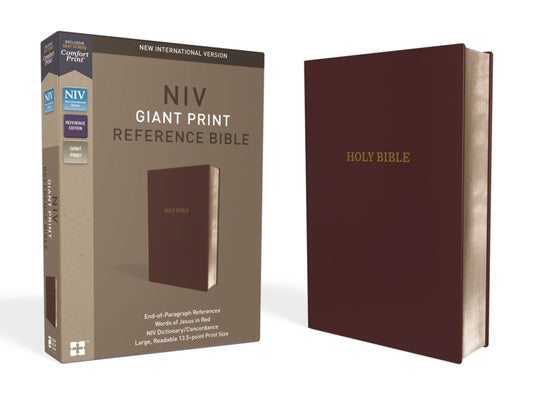 NIV, Reference Bible, Giant Print, Leather-Look, Burgundy, Red Letter Edition, Comfort Print Cheap